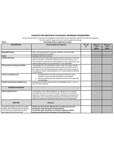 basic internship program checklist