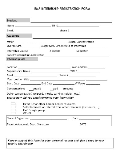 basic-internship-registration-form-template