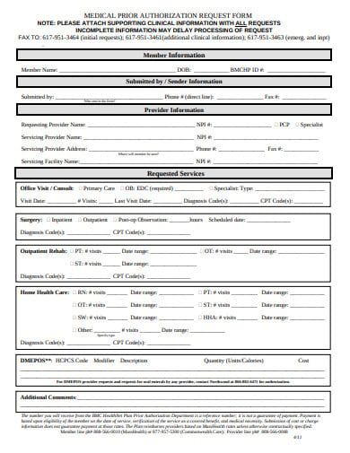 15 Medical Prior Authorization Form Templates Pdf Doc 5980