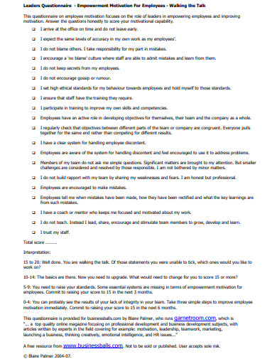 17+ Free Motivation Questionnaire Templates in PDF | Microsoft Word ...