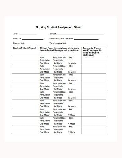 basic-nursing-student-assignment-sheet-template