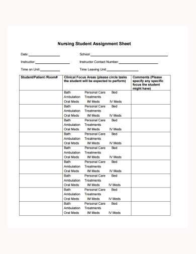 10 Nursing Assignment Sheet Templates In DOC PDF