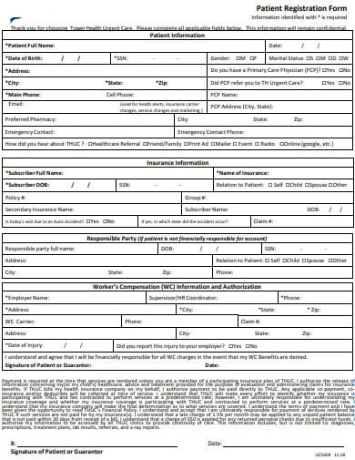 basic patient registration form template