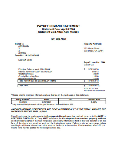 13 Payoff Statement Templates In PDF