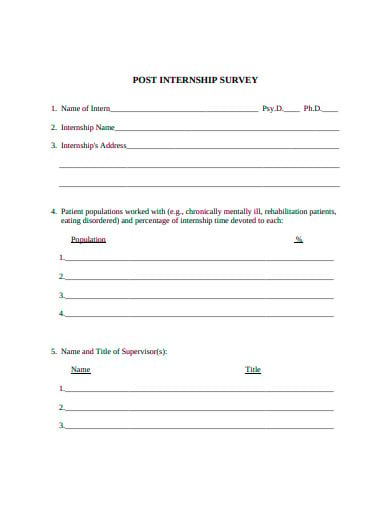 basic post internship survey template
