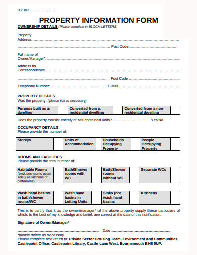 basic property information form template