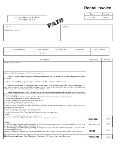 basic property rental tax invoice template