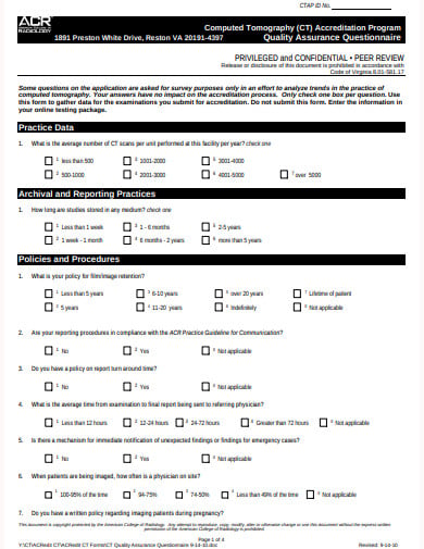 basic quality assurance questionnaire template