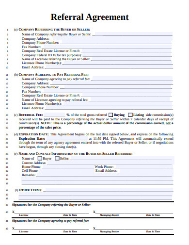 basic real estate referral agreement template