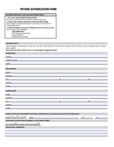 23+ Return Authorization Form Templates in Google Docs | Word | Pages | PDF