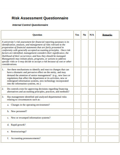 20 Risk Assessment Questionnaire Templates In Google Docs MS Word 