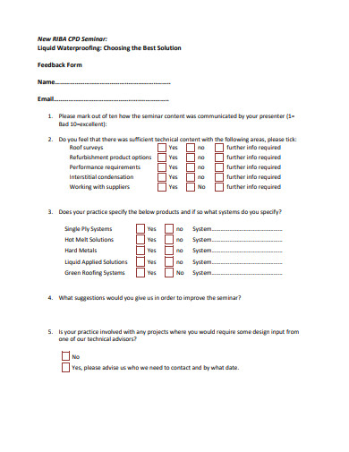 basic seminar feedback form template