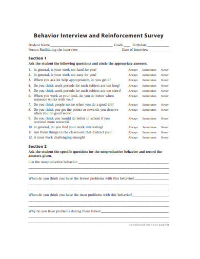 basic-student-behaviour-survey-example