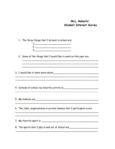 basic student interest survey template