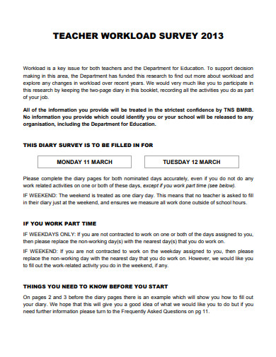 FREE 10+ Teacher Workload Survey Templates in PDF | MS Word