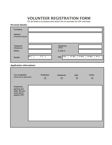 basic-volunteer-registration-form-template