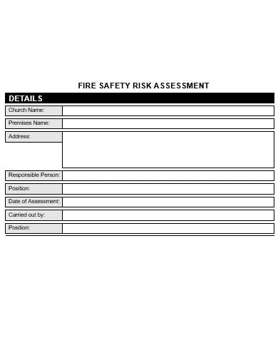 blank church fire risk assessment template