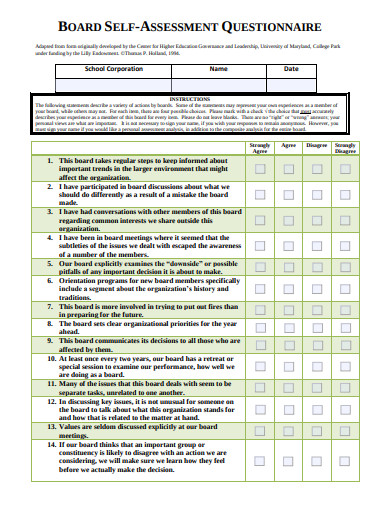 15+ Self Assessment Questionnaire Templates in PDF | DOC