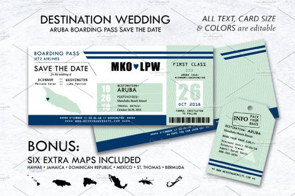 boarding pass wedding save the date