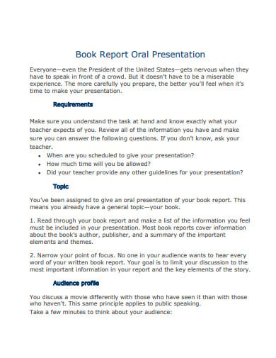 book report presentation in pdf