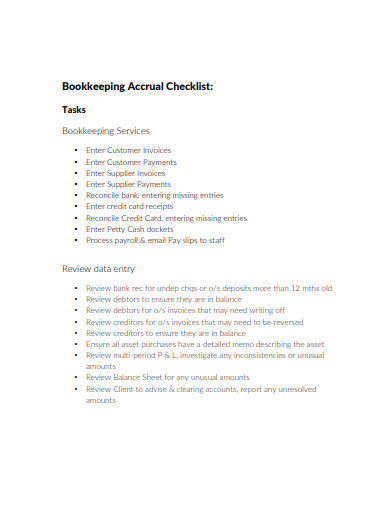 bookkeeping accrual checklist