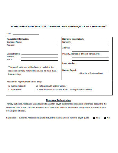 borrowers loan payoff statement template