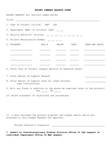 budget summary request form template1