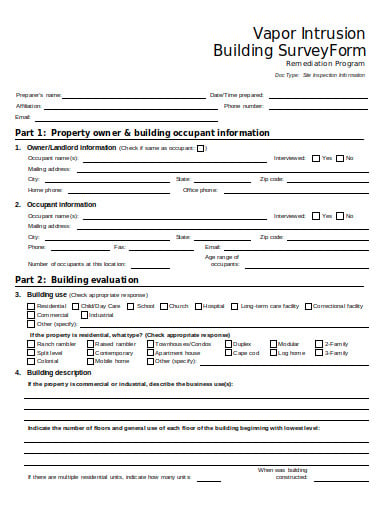 building survey form example