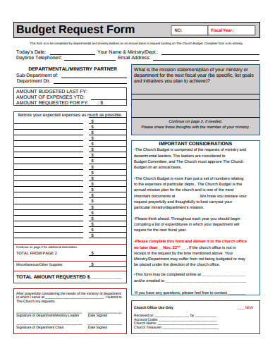 business budget request form