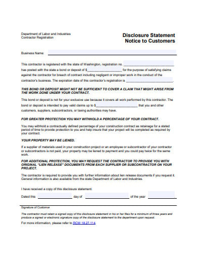 business disclosure statement template