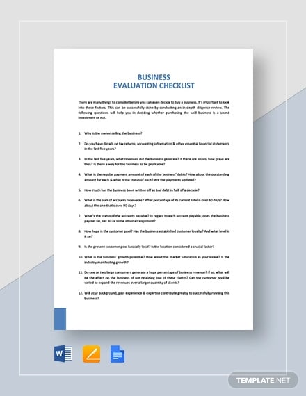 business-evaluation-checklist-template