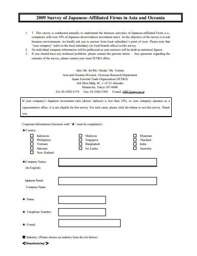 business firm questionnaire template