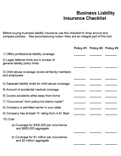 business liability insurance checklist1