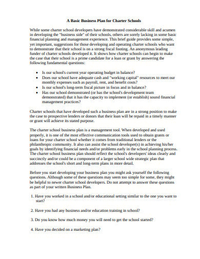 business plan for charter schools template