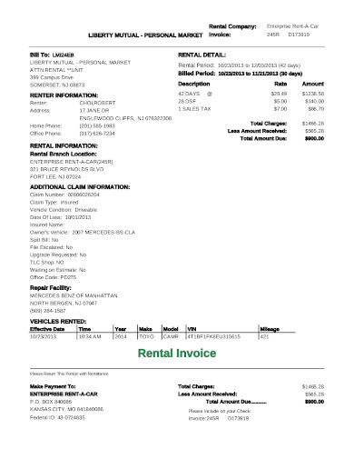 business property rental invoice template