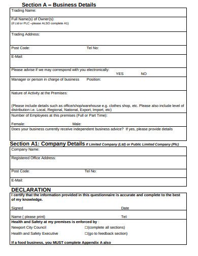 9+ Business Analysis Questionnaire Templates in PDF | MS Word | Free ...