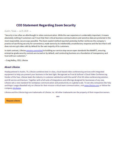 ceo-statement-regarding-security