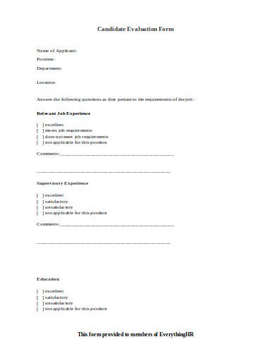 candidate evaluation form template in doc