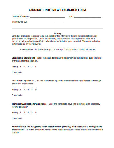 candidate interview evaluation form templates