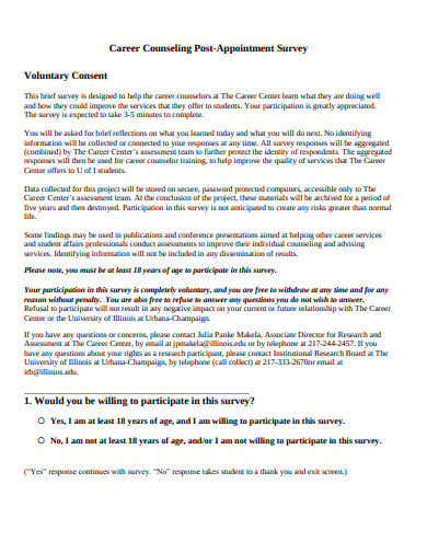 career counseling post appointment survey template