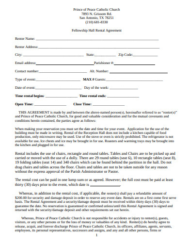 Banquet Hall Rental Agreement Template 7249