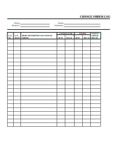 change order log template in doc