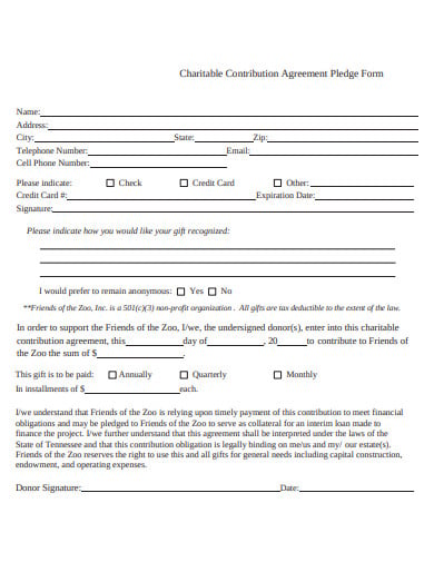 charitable-agreement-pledge-form-template