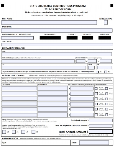 10+ Charity Pledge Form Templates In Pdf 