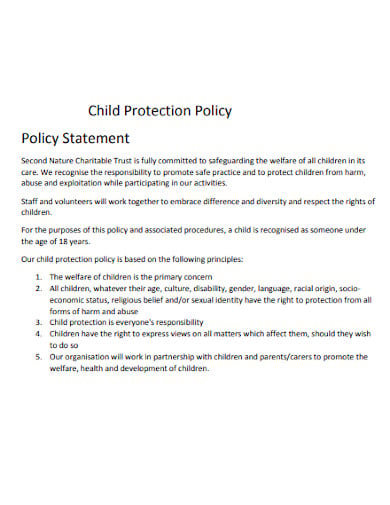 charitable trust child protection policy statement