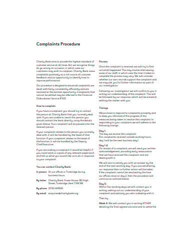 charity bank complaints procedure template