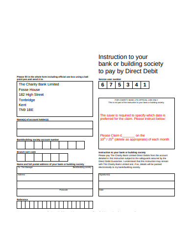 charity bank direct debit form