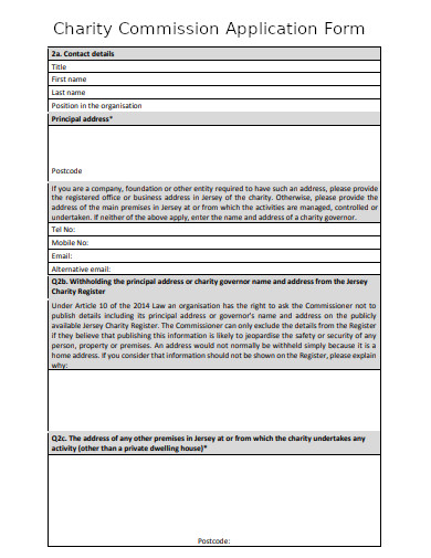 7+ Charity Commission Application Form Templates in PDF | DOC