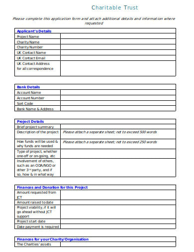 charity commission application form in doc
