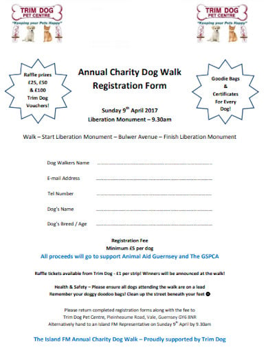 charity dog walk registration form